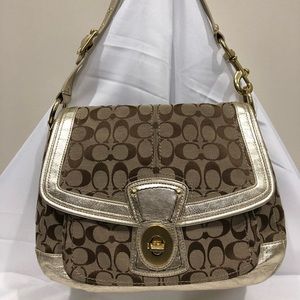 Gold & Beige Coach Hand Bag